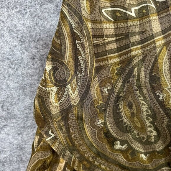 Linda Allard For Ellen Tracy Sheer Silk Metallic Blouse 8 Paisley Button Down - Picture 5 of 13